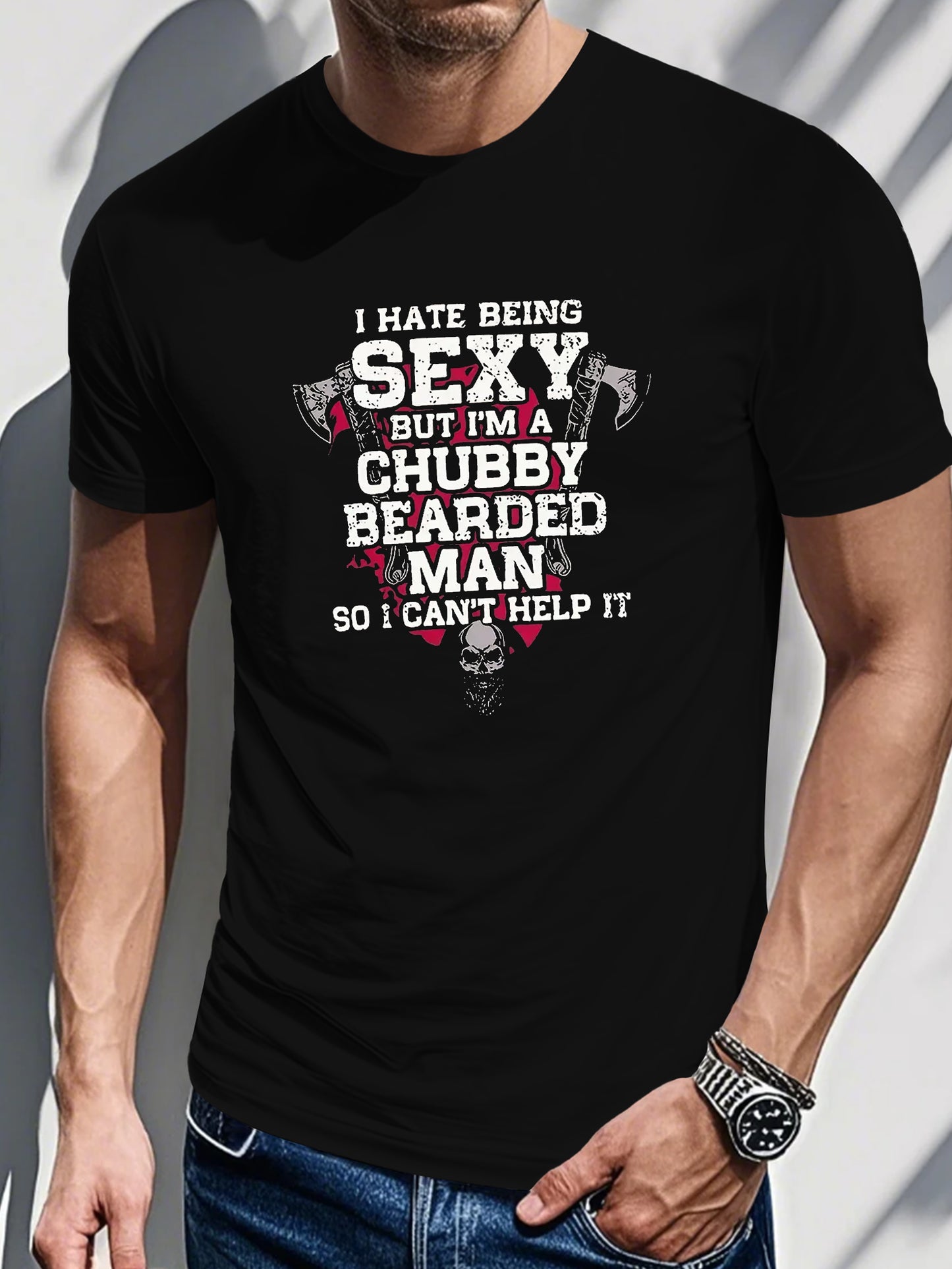 PLUS SIZE Men's Casual 3D Printed Short Sleeve T-Shirt - "I Hate Being Sexy" Graphic