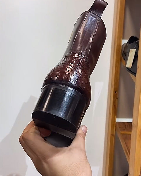 Men's Crocodile-Embossed Leather Ankle Boots