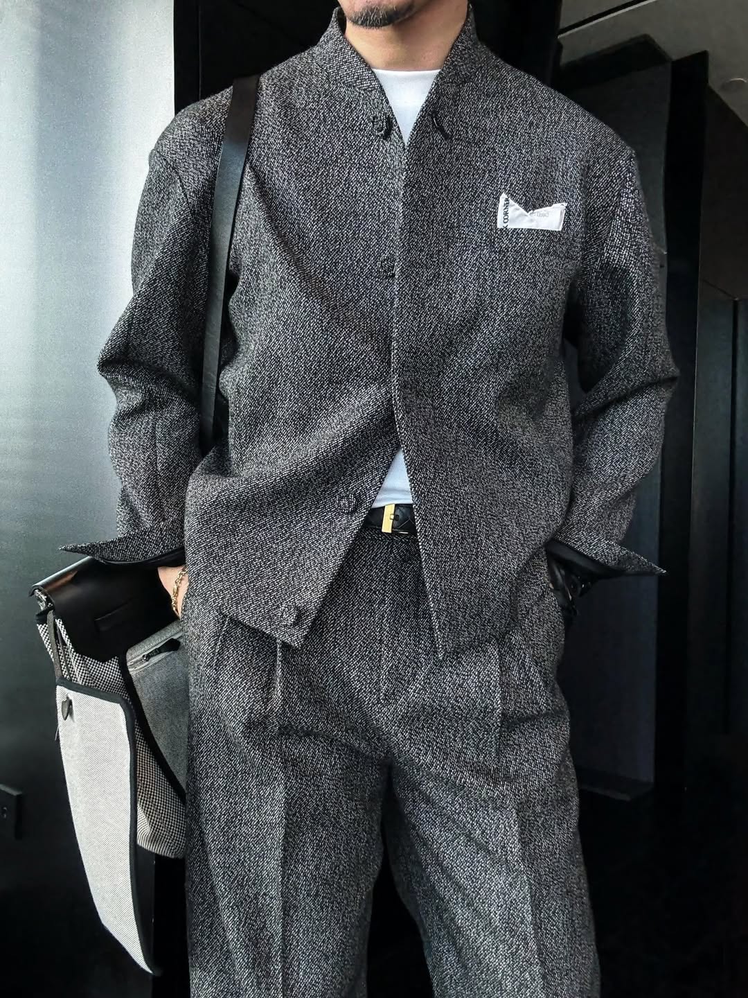 Men’s Stand Collar Single-Breasted Jacket