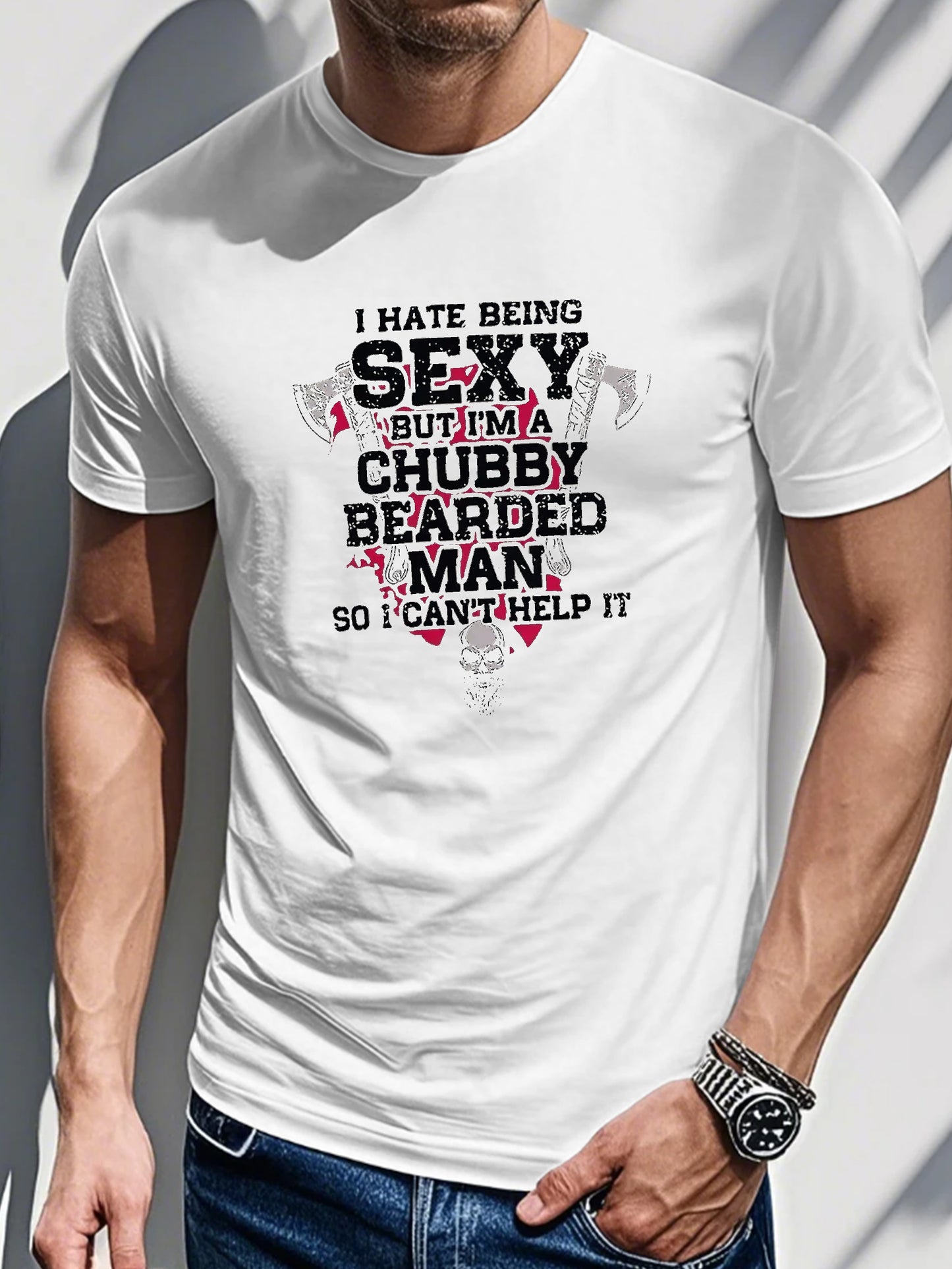 PLUS SIZE Men's Casual 3D Printed Short Sleeve T-Shirt - "I Hate Being Sexy" Graphic