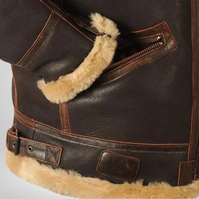 Men's Outdoor Casual Lapel Zip Fleece Thick Leather Jacket