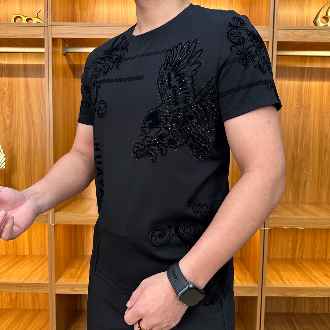 Rhinestone Eagle Vintage Stretch T-Shirt