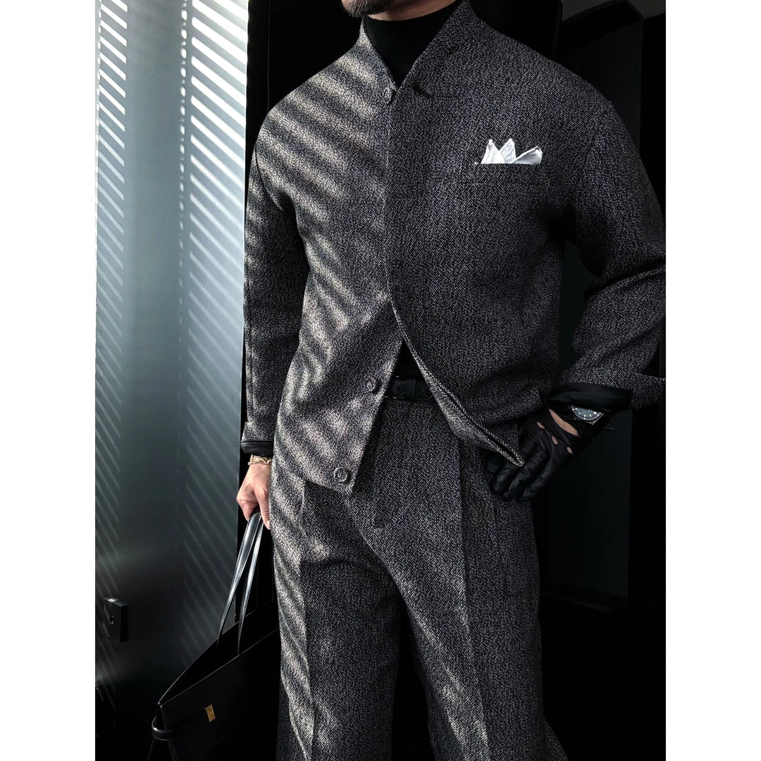 Men’s Stand Collar Single-Breasted Jacket