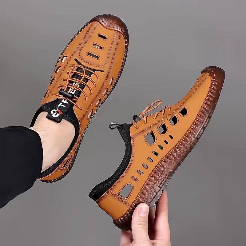 Men's Cowhide Sole Breathable Hollow Casual Hole Sandals
