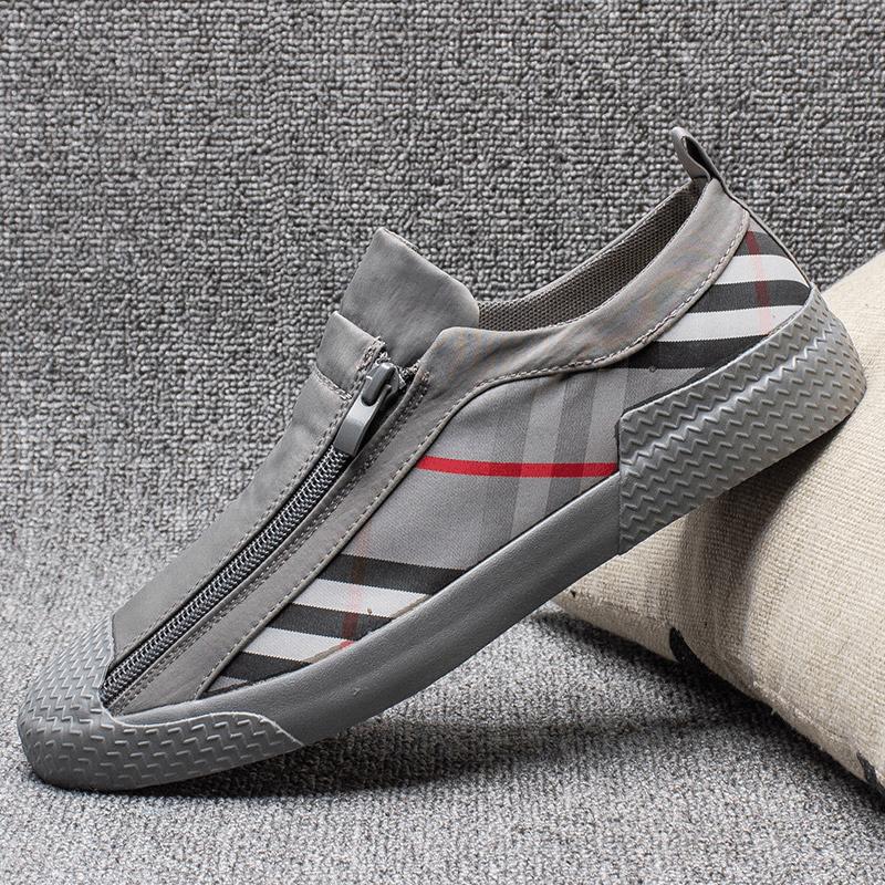 Men's Trendy Double Zipper Slip-On Canvas Shoes