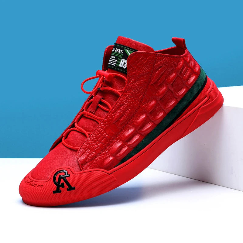 Men's High Top Crocodile Pattern Casual Shoes