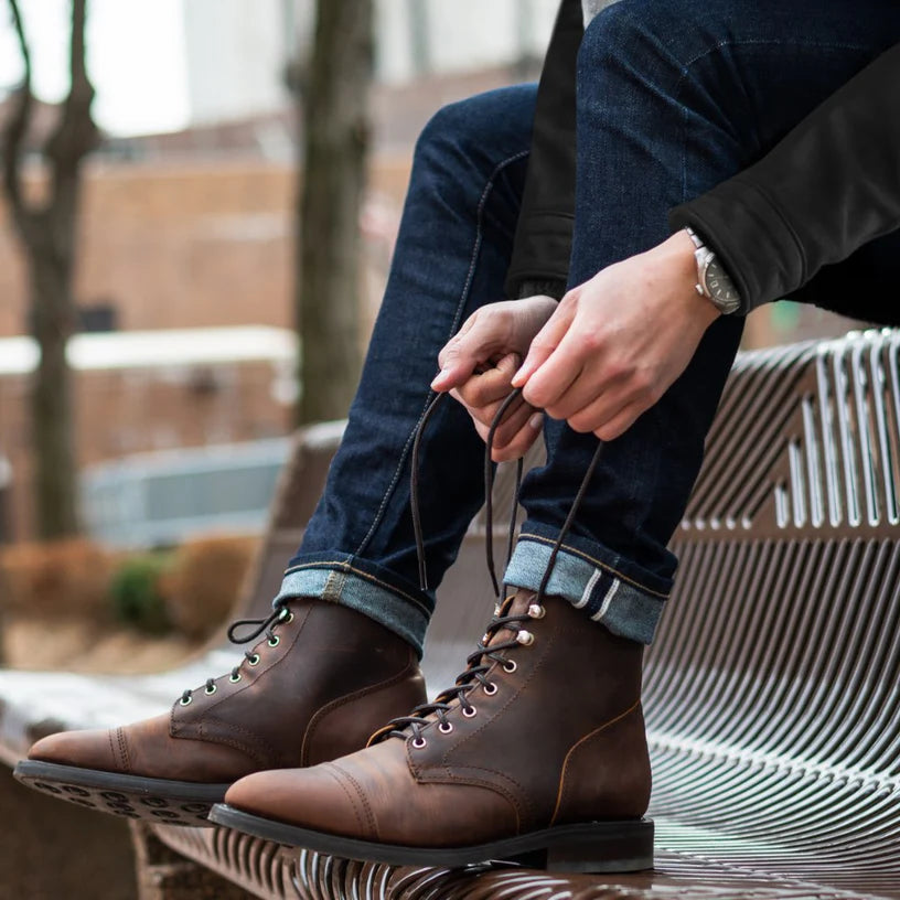 Men's Matte Leather Lace-Up Boots