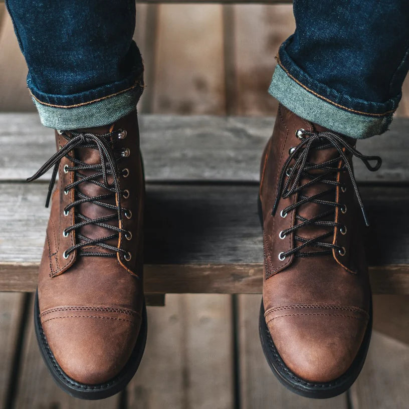 Men's Matte Leather Lace-Up Boots