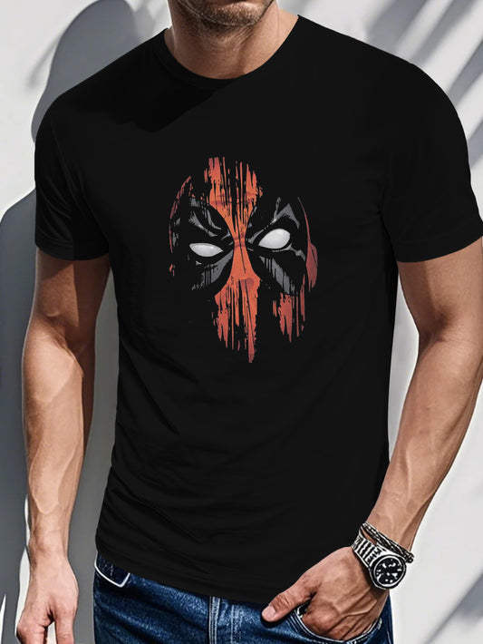 Men's Printed T-shirt-Vintage watercolor mask print