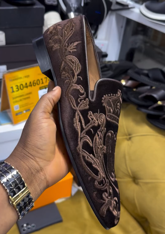 Men's Classic Handmade Debossed Velour Slip On loafers