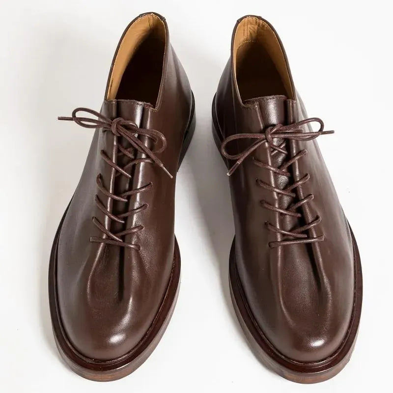 Smooth leather Lace-Up Pleatting Oxford With Criss-Crossed Detailing