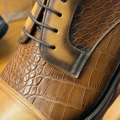 Men's Crocodile-Print Leather Shoes