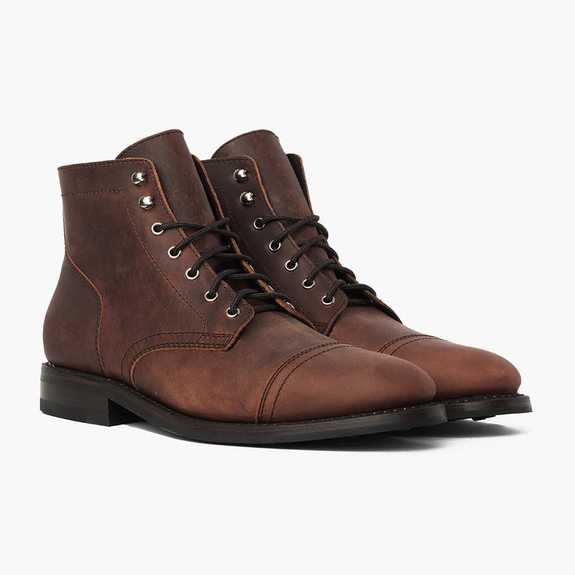 Men's Matte Leather Lace-Up Boots