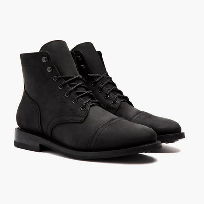 Men's Matte Leather Lace-Up Boots