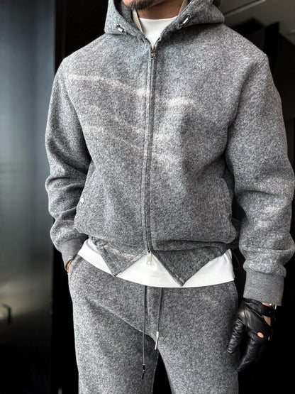 Grey Hooded Zip-Up Jacket