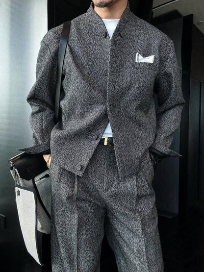 Men’s Stand Collar Single-Breasted Jacket