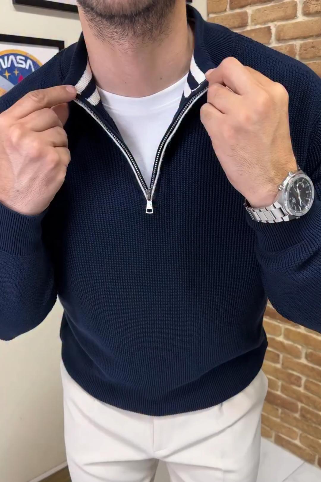 Men's Half Zip Knit Pullover Sweater