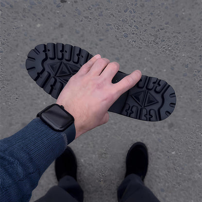 Men's Buckle Thick Heel Shoes