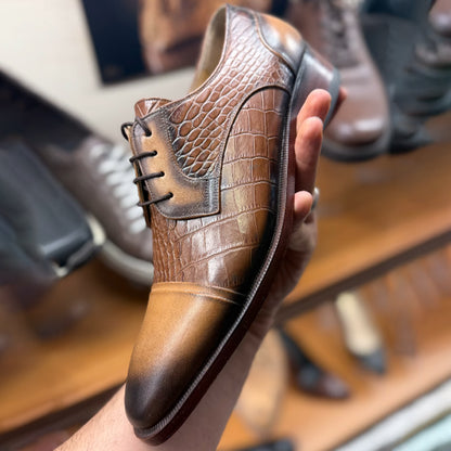 Men's Crocodile-Print Leather Shoes