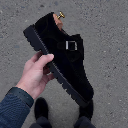 Men's Buckle Thick Heel Shoes