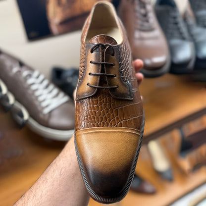 Men's Crocodile-Print Leather Shoes