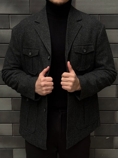 Men's Pockets Tweed Blazer