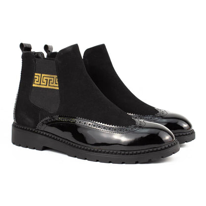 Black Men's Genuine Chelsea Leather Boots