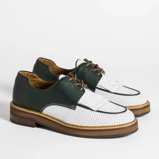 Stylish colorblock genuine leather lace-up dress shoes