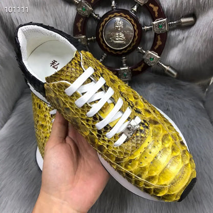 Men's Trendy Python Pattern Leather Sneakers