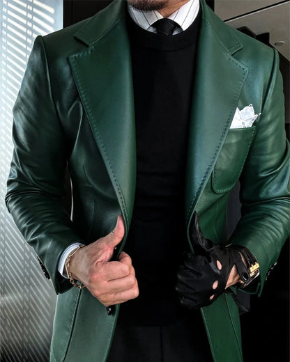 Classic Men's Leather Blazer Coat
