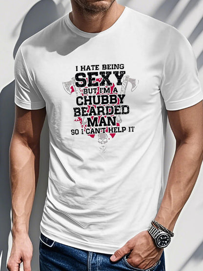 PLUS SIZE Men's Casual 3D Printed Short Sleeve T-Shirt - "I Hate Being Sexy" Graphic