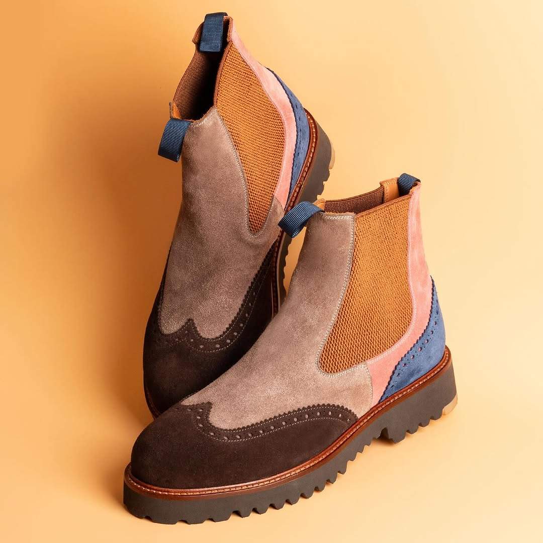 Colorblock Suede Chelsea Boots