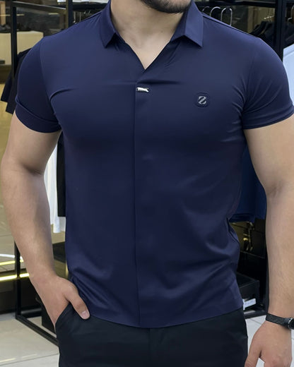 Men's Seamless Casual V-Neck POLO Shirt