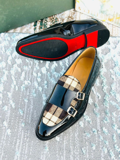 Double Buckle Check Loafers