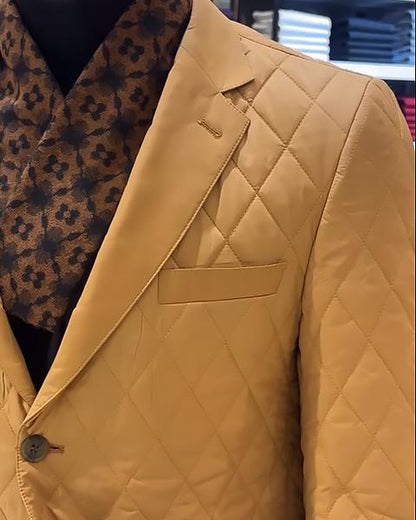 Camel Quilted Pattern Blazer