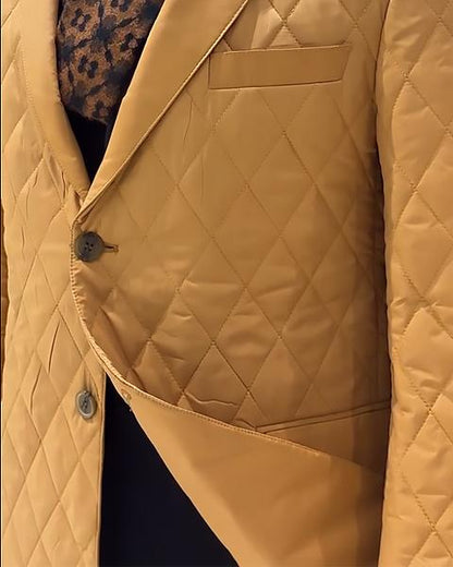 Camel Quilted Pattern Blazer