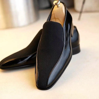 Men's Black Chic Toe Handmade Suede Loafers