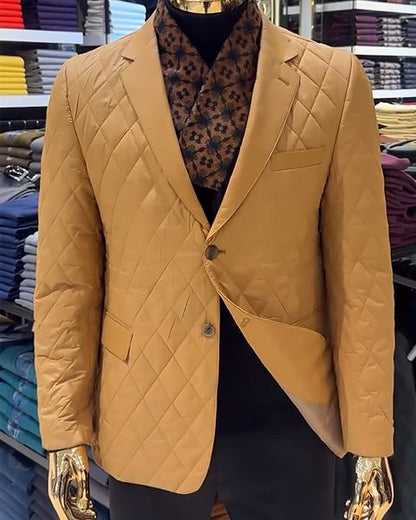 Camel Quilted Pattern Blazer