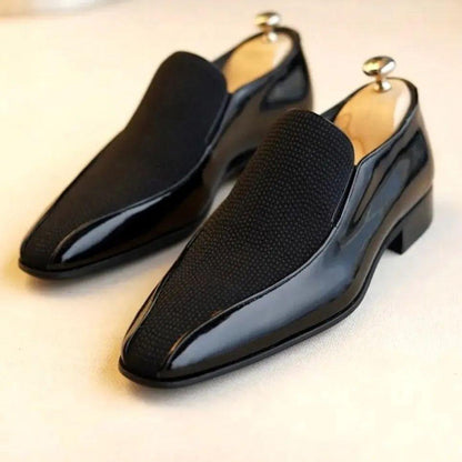 Men's Black Chic Toe Handmade Suede Loafers