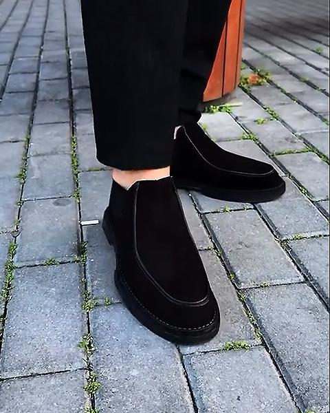 Suede Zip-Up Kangaroo Booties