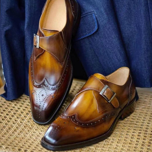 Vintage Pattern Buckle Oxford Shoes