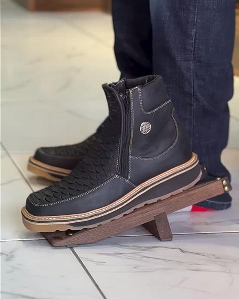 Men's Scale Textured Platform Cowboy Work Boots