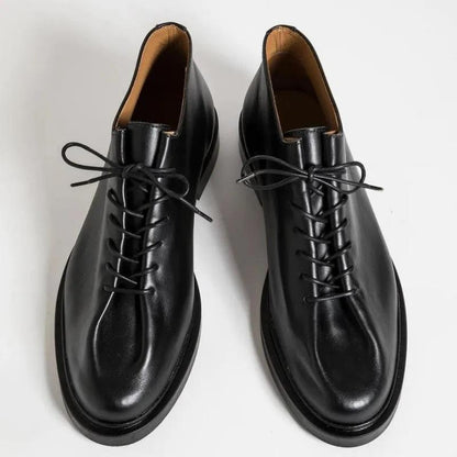 Smooth leather Lace-Up Pleatting Oxford With Criss-Crossed Detailing