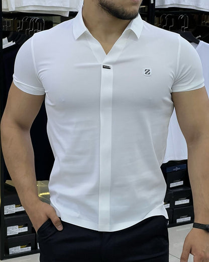 Men's Seamless Casual V-Neck POLO Shirt