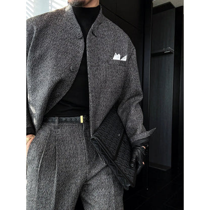 Men’s Stand Collar Single-Breasted Jacket