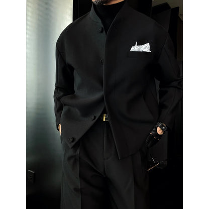 Men’s Stand Collar Single-Breasted Jacket