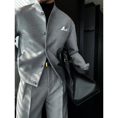 Men’s Stand Collar Single-Breasted Jacket