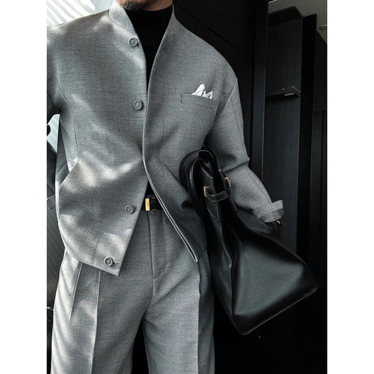 Men’s Stand Collar Single-Breasted Jacket