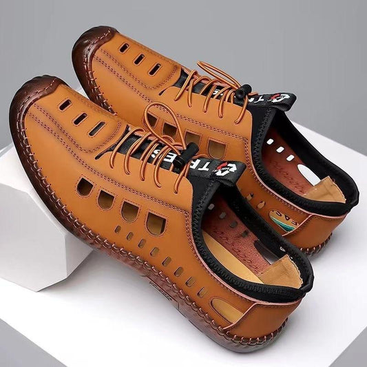 Men's Cowhide Sole Breathable Hollow Casual Hole Sandals