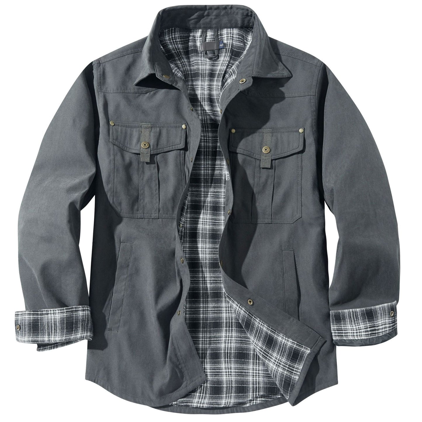 Men's Lapel Plaid Flannel Vintage Casual Outer Jacket